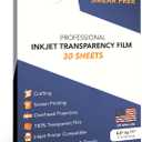Inkjet Transparency Film - Inkjet Transparent Paper for Overhead & Screen Printing - Thick Transparency Sheets & Printable Plastic Sheets for Crafts - 8.5 x 11 Inches, Pack of 30