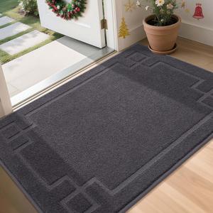 BEQHAUSE Door Mat 36" x 60", Non-Slip Door Mats Indoor Entryway Rugs Washable Low-Profile Absorbent and Stain Resist Floor Mats, Dog Door Mat for Front Back Door, Muddy Wet Shoes & Paws, Dark Grey