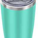 WETOWETO 20oz Insulated Stainless Steel Tumbler, Double Wall Vacuum Leak-proof Travel Coffee Mug, Powder Coated Water Cup (Cyan, 1 Pack)