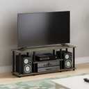 Furinno Turn-N-Tube No Tools 3D 3-Tier Entertainment TV Stand up to 50 inch TV, Round Tubes, French Oak Grey/Black