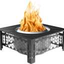 Fire Pit Surround Tabletop Large Use for Solo Stove Bonfire Ranger Yukon 2.0 and Mesa, Fire Pit Table Square Made of UV-Resistand Antirust Thick Metal, for Indoor Outdoor Use