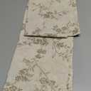 jinchan Floral Kitchen Curtains 45 Inch Linen Tier Curtains Farmhouse Cafe Half Window Drapes for Small Windows Light Filtering Taupe on Beige for Living Room Bathroom Back Tab 2 Panels