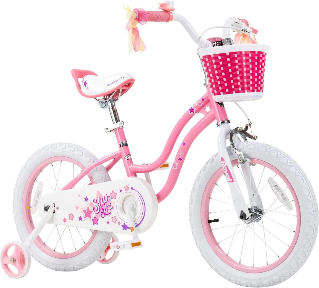 RoyalBaby Girls Bike EZ Bike Stargirl Training Free Balance to Pedal Easy Learning Bicycle, 12-20 Inch for Toddlers & Big Kids. (Rose Pink)