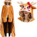 Deer Wearable Blanket Cute Animal Blanket Hoodies for Adults Deer Costume Funny Gifts for Women Men