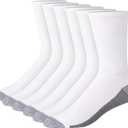 Hanes Men's Max Cushioned Crew Socks, Moisture-Wicking with Odor Control, Multipack (12-14, White/Grey Foot Bottom - 6 Pack)
