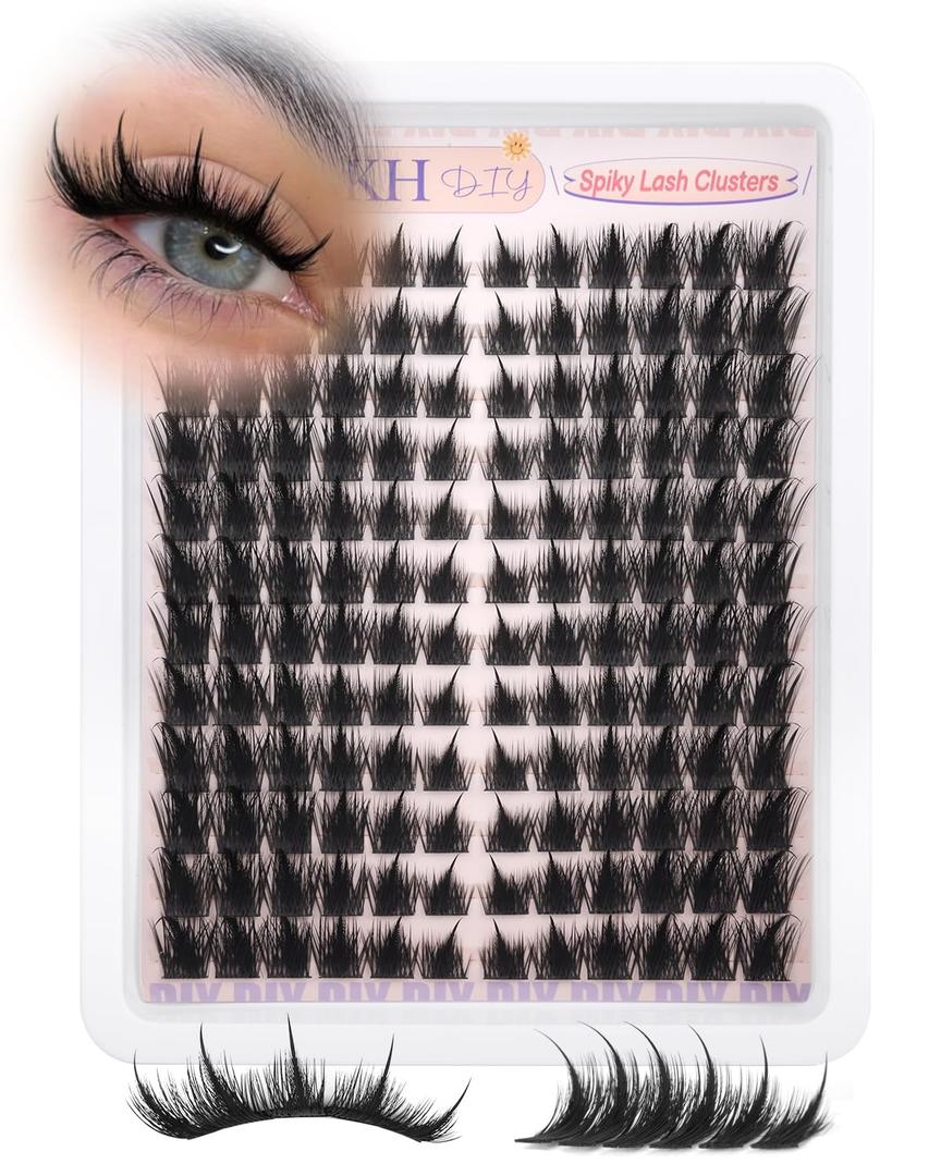 YDAGKH Lash Clusters Spiky Eyelash Clusters Fox Eye Cluster Eyelash Extensions Unique Spikes Individuals Manga Lash Extension 144Pcs DIY Fairy Anime Cluster Eyelashes Volume Cat Eye Lashes Long