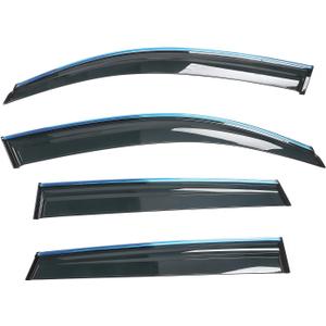IKON MOTORSPORTS Window Visors w/Chrome Trims Compatible with 2009-2017 Audi Q5 8R, Smoke PC Injection Car Rain Sun Side Window Shade Guard Visor Deflectors, 2010 2011 2012 2013 2014 2015 2016