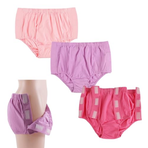 3 Pack Cotton Post Surgery Underwear for Women, Disabled Adaptive, Tear Away Briefs, Reusable Incontinence Underpants, L