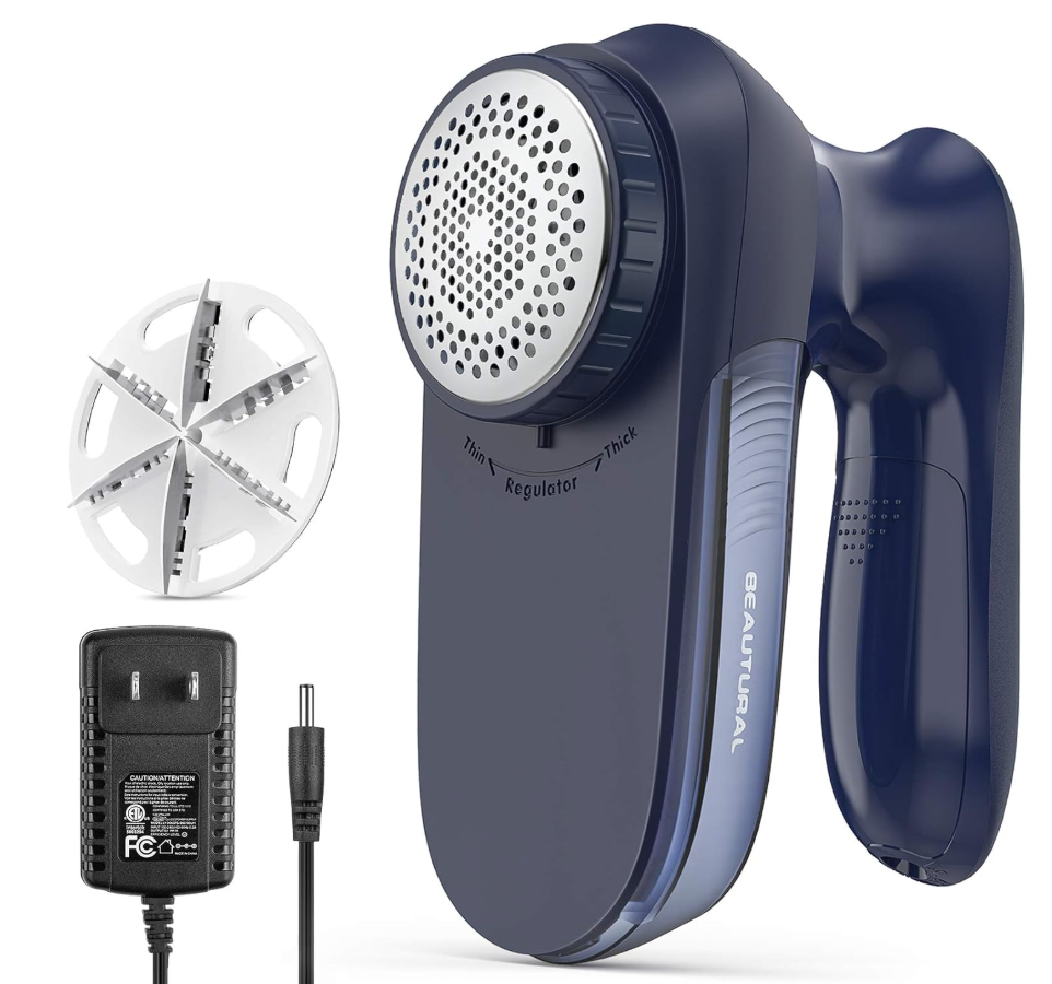 BEAUTURAL Sweater Fabric Shaver HomeEdition, Powerful & Efficient Lint Remover for Clothes and Furniture, AC Adapter or Battery Powered Pill Fuzz Remover, Special for Your Family Ultramarine