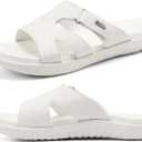 KuaiLu Womens Fashion Orthotic Slides Ladies Lightweight Athletic Yoga Mat Sandals Slip On Thick Cushion Slippers Sandals With Comfortable Plantar Fasciitis Arch Support (10, White)