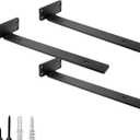 HITOMEN Heavy Duty Floating Shelf Brackets, 12-Inch (1/5'' Thick) Hidden Shelves Hardware, Iron L Brackets, Rustic Industrial Black Metal Wall Shelving Supports, 3 Pack