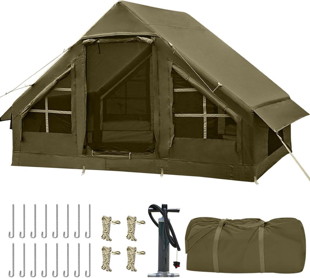 Inflatable Tents for Camping,Easy Blow Up Tent with Hand Pump,4 Seasons Waterproof Air Inflatable Camping Tent House for Family Weekend Camping, 9.8ft X 7.2 ft for 4-6 person