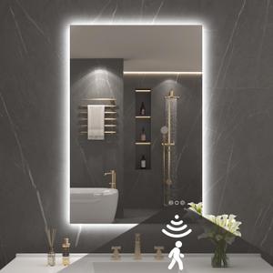 LOVESPEJO 24"x36" Backlit Mirror Bathroom, LED Bathroom Mirror with Lights | Motion Sensor, Fogless, Dimmable, 3 Color Changing, Shatterproof, Horizontal/Vertical