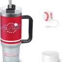 Tumbler 30oz Straight Skinny Car Cups With Insulated Cup Sleeve Portable Handle, Sports Travel Coffee Mug, Stainless Steel, Insulated,Classic Collection Gifts for Fans