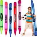 5 Pcs 43.3 Inch Tall Inflatable Crayons Balloons for Kids, Neon Large Giant Blow up Crayons Set Decor Prop Birthday Party Decorations, 5 Colors
