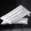 Three Geese Luxury Thin Flat Goose Feather Down Pillows Queen Size Set of 2, 3" Height, 100% Cotton Cover, Medium Firm Hotel Collection Ultra Slim Thin Bed Pillows, Machine Washable, 18 x 30 Inches (Solid White)