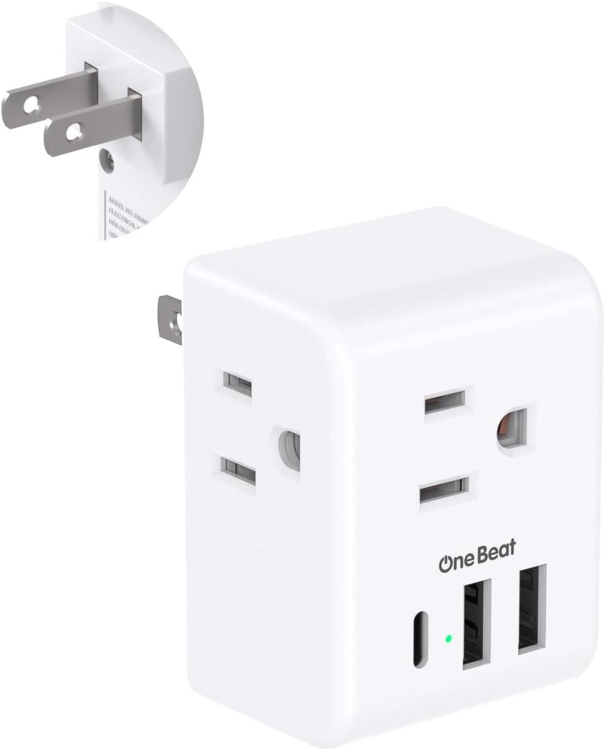 US to Japan Plug Adapter - One Beat Japan Power Travel Adapter with 3 Outlets 3 USB Ports(2 USB C), 2 Prong to 3 Prong Outlet Adapter, Type A Plug Adapter for USA to Japanese Philippines China Canada