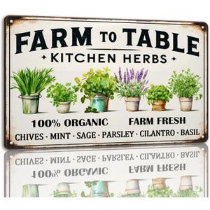 Generic Kitchen Herbs Metal Sign Farm To Table Tin Sign Vintage Wall Art Decor For Kitchen Garden Farmhouse 8x12 Inch (P9)