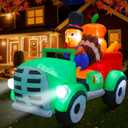 AerWo 8FT Thanksgiving Inflatables Turkey Outdoor Decorations, Blow Up Turkey Inflatable Driving Car Built-in LED Lights for Happy Thanksgiving Party Outside Yard Garden Holiday Autumn Fall Decor