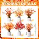 Chuangdi 6 Pcs Artificial Fall Thanksgiving Flowers in Vase 11.8 Inch Fall Thanksgiving Table Centerpieces Faux Potted Plant Fake Flowers in Pot Table Decor for Home Office Party Kitchen(Flower)