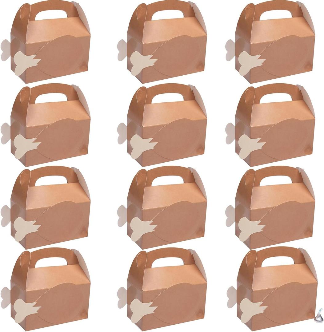 Fun Express 6 1/4" x 5 1/4" Turkey Leg Brown Cardstock Favor Boxes - 12 Piece