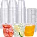 200 PACK 9 oz Clear Plastic Cups with Flat Lids