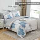 Luxudecor Floral California King Size Comforter Set, 7 Pieces Blue Floral Bed in a Bag Comforter and Sheet Set, Soft Microfiber Cal King Complete Bedding Sets for All Seasons 104"96"