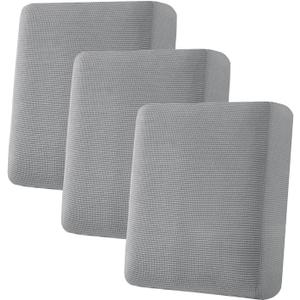 H.VERSAILTEX Super Stretch Individual Seat Cushion Covers - 3 Piece Sofa Cushion Covers in Dove, Thick Jacquard Textured Twill Fabric (3 Cushion Sofa)