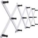 SKOLOO Hat Rack for Wall with 14 Hooks, Solid Wooden, Modern, Expandable Coat Rack Wall Mount for Coats, Hats, Bags, Baseball Caps, Black on White