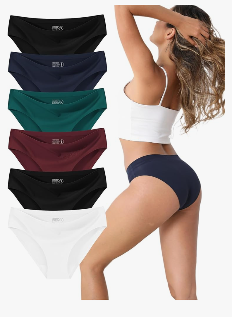 Women's Seamless Underwear 6-Pack, Like a Second Skin, No Show No Feel, Mid/Low Rise Bikini for Everyday Comfort