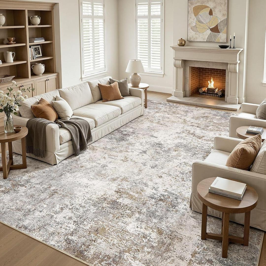 12x18 Area Rug Living Room Rugs Extra Large Brown Grey Carpet