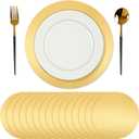 Tioncy 50 Pcs Round Paper Placemats Decorative Disposable Place Mats Table Mats for Dining Wedding Table Decoration Home Banquet New Years Festive Party Birthday Holiday (Gold)