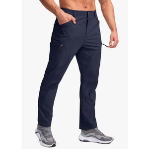 Pudolla Men's Lightweight Hiking Pants with 7 Pockets Quick Dry Water Resistant Fishing Travel Pants, Navy, XL