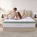 Queen Mattress, 12 Inch Queen Size Mattress in a Box, Medium Firm,Memory Foam Hybrid Mattress with Individual Pocket Spring for Motion Isolation & Silent Sleep & Pressure Relief, CertiPUR-US Certified (White/Green)