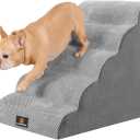 Dog Stairs for Small Dogs, Dog Steps for Bed, 3 Step Dog Stairs for Medium Dogs, Pet Stairs for High Beds and Couch, Pet Steps for Bed, Non-Slip Balanced Stable Bed Stairs for Dog, Grey