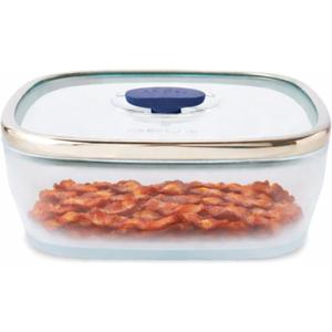 Anyday 10-Cup Square Glass Food Storage with Glass Lid | Plastic-Free Meal Prep & Microwave Cookware | Stackable Airtight Storage Container with Vented Lid for Microwave-Safe Reheating (Blueberry)