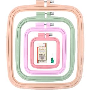 ZOCONE 4 Pcs 4 Size Square Embroidery Hoops, ABS Plastic Embroidery Hoops Cross Stitch Hoops Embroidery Frames for Sewing, Needlework, Embroidery Projects (Size-3", 4.3", 6.5", 8.7")