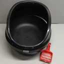 IRIS USA Large Cat Litter Box with Scoop, Open Top High Sided Kitty Litter Pan with Scatter Shield, Black