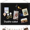 DOLLAR BOSS Black Cork Board with Linen Double-Sided 16''X 12'', Black Cork Boards for Walls, Wood Frame Bulletin Board Hanging Pin Board, Cork Board for Office Home School 1-Pack