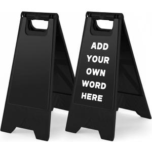 2 Pack 24" Height Blank Floor Sign Black A-frame Foldable Caution Sign Stick/Write-On Double Sided Safety Warning for Pool Restaurant Restroom Office (24 x 11. 6 Inch)
