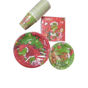 Christmas Plates Set: 100Pcs Xmas Party Decorations Christmas Party Plates and Napkin, Included 9 inch & 7 inch Plates Napkins Cups