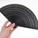 SEWACC Silk Folding Fan Hand Held Wood Hand Fan Chinese Japanese Vintage with Tassels for Women Ladies Home Decoration Black