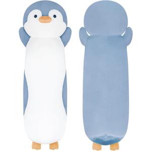 36" Penguin Stuffed Animal, Soft Jumbo Long Cuddle Pillow, Cute Blue Penguin Plush Body Pillow Plushies Toy Gift for Kids, Boy and Girls Birthday, Easter