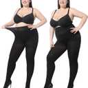 MOOCHI 2 Pairs Women's Plus Size Opaque Tights Control Top High Waist Ultra Soft Elastic (3X-4X, Black)