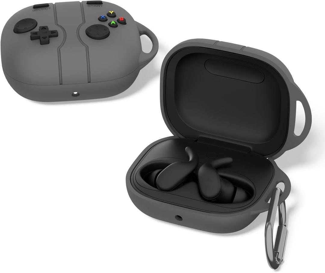 Cute Cover for Powerbeats Fit Case 2025, 3D Cartoon Funny Design | Shock Resistant | Full Protection Soft Silicone Case Compatible with Beats Powerbeats Fit Earbuds Accessories with Keychain, Black