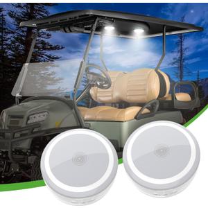 10L0L 2 Pack Universal Golf Cart Dome Light for EZGO Club Car Yamaha UTV, Wireless Lighting USB Rechargeable L E D Touch Car Dome Light Can Stick Anywhere, Great Golf Gifts (White)