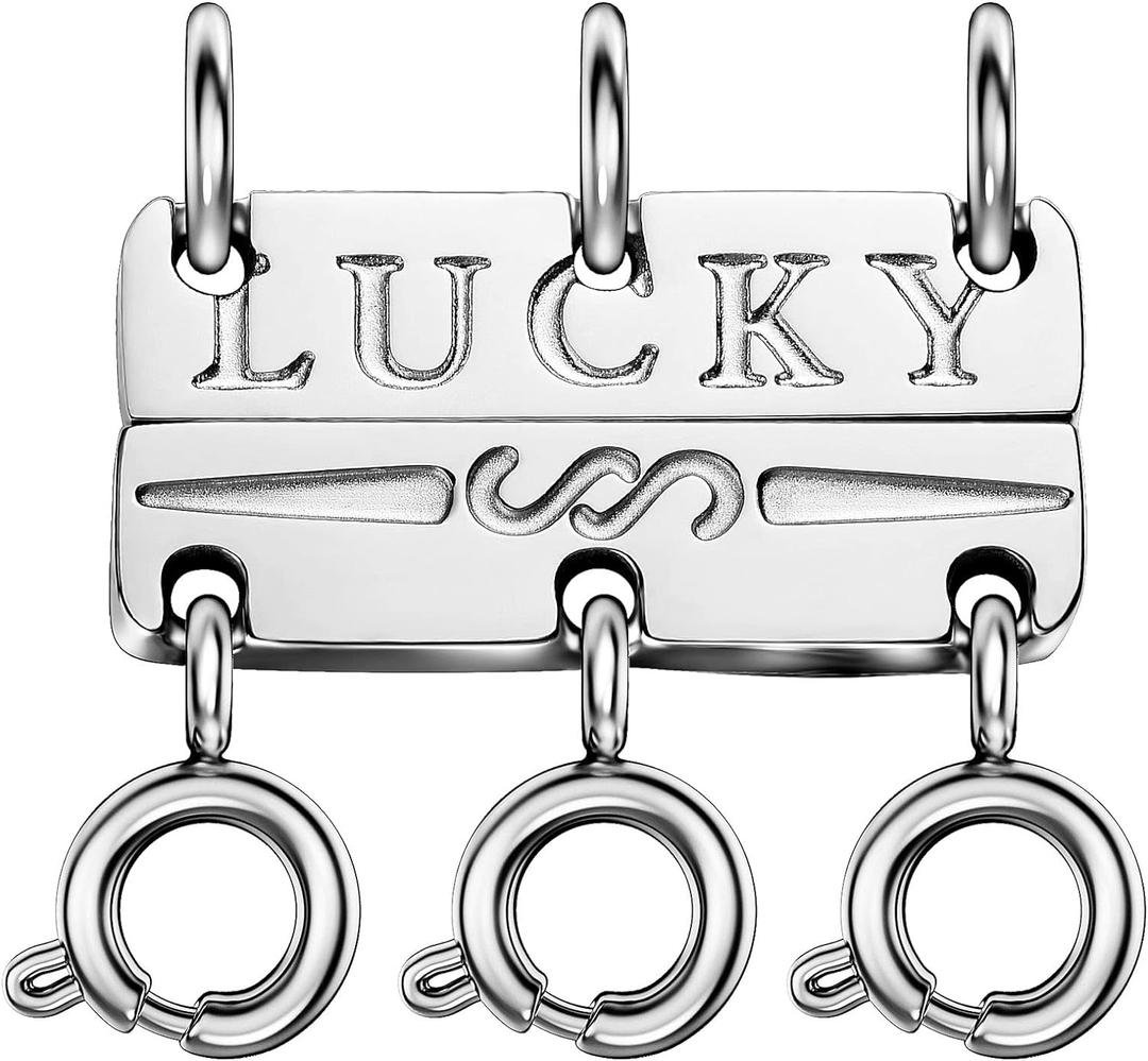 OHINGLT Lucky Necklace Layering Clasp Separator for Stackable,14K Gold and Silver Plated Multiple Necklace Clasps for Women