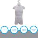 SSWBasics Male Molded Shatterproof White Shapely Torso Form with Hook - Fits Men's Sizes