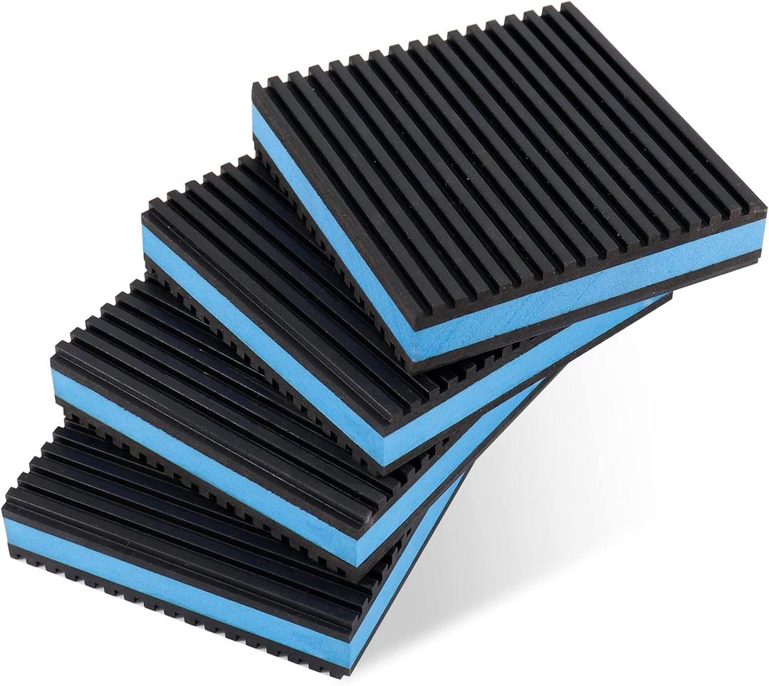 3 Pack Rubber Anti Vibration Pads,6 x 6 x 7/8 inches Heavy Duty EVA Isolation Mats for Air Conditioner,HVAC System,Compressors,Washer and Dryer Blue