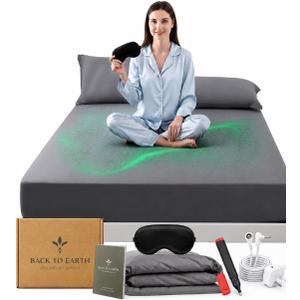 25% Silver Fiber 75% Organic Cotton Grounding Sheet Queen Size 60"x80"x15" Includes Grounding Cord, Sleep Mask & Silver Test Pen -Conductive Earthing Sheet for Better Sleep, Stress Support & Recovery